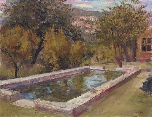 The swimming pool at The Castello, Opio, Côte d'Azur by Augustus Edwin John