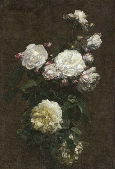 Roses blanches by Henri Fantin-Latour, 1877