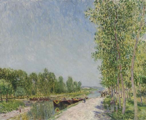 Artwork by Alfred Sisley, Sur le bord du canal du Loing, Made of oil on canvas