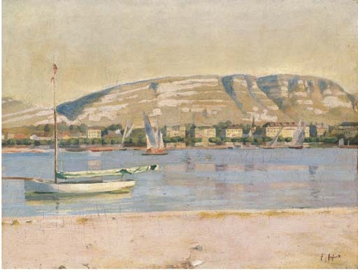 La rade de Genève et le Salève by Ferdinand Hodler, 1878