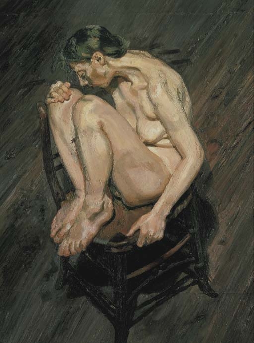 Naked Girl Perched on a Chair by Lucian Freud, 1994