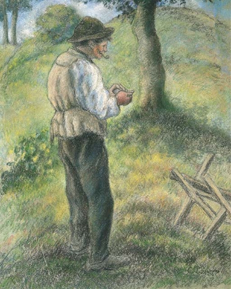 Le Père Melon allumant sa pipe by Camille Pissarro, circa 1879-1880