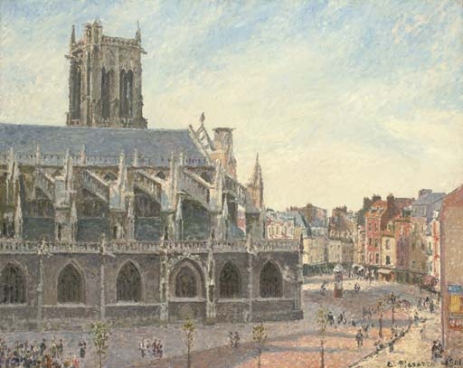 L'Eglise Saint-Jacques, Dieppe, matin, soleil by Camille Pissarro, 1901