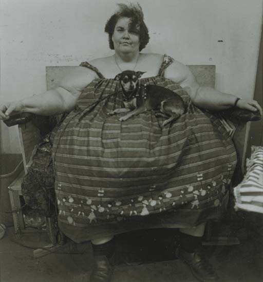 Circus fat lady with her dog, Troubles, 1964