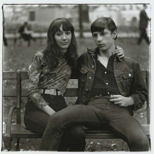 Young couple on a bench in Washington Square Park, N.Y.C., 1965