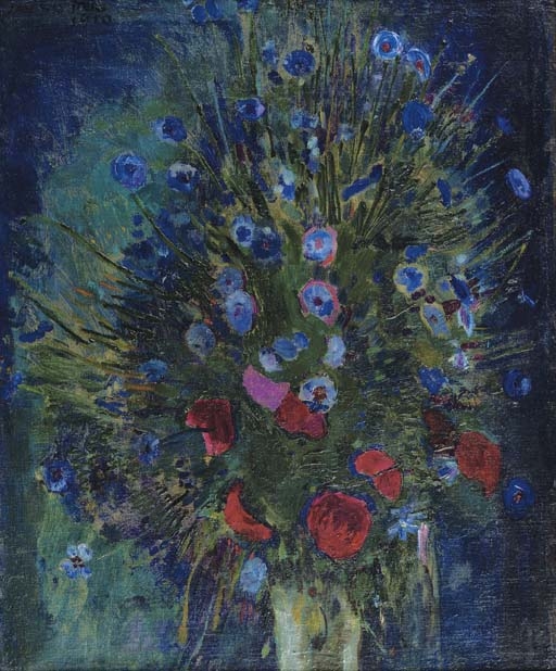 Blauw Boeket - Korenbloemen met klaproos by Jan Sluijters, 1910