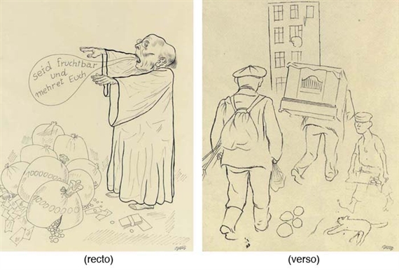 Seid Fruchtbar und Mehret Euch (recto); Strassenszene (verso)