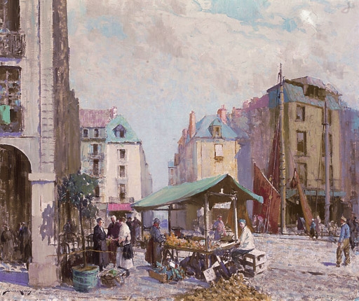 Fruit and vegetable stall, Dieppe by William Lee-Hankey