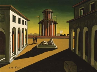 Giorgio de Chirico、Piazza d'Italia con Piazza d'Italia, 1913 - Giorgio de Chirico - WikiArt.org