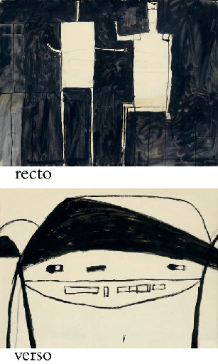 Two Figures (recto); Study for Slagheap landscape (verso) by William Scott, circa 1952