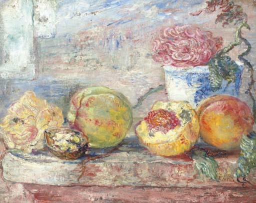 James Ensor | Verre de vin rouge, fraises et cerises (1892) | MutualArt