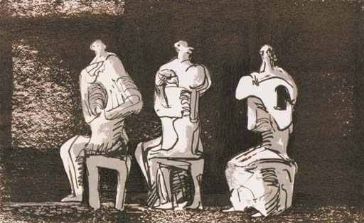 Three seated Figures in Setting