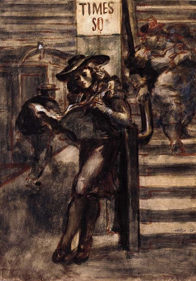 Reginald Marsh | Reading in Times Square | MutualArt