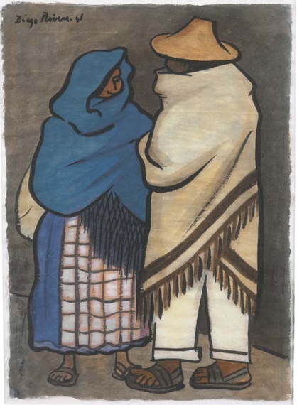 Diego Rivera | Pareja de indios (1941) | MutualArt