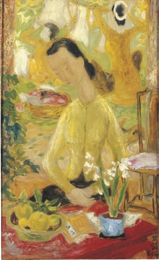 Woman by the table by Lê Phổ