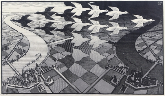 Dag en Nacht - Day and Night (Bool 303) by Maurits Cornelis Escher, 1938