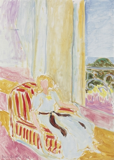 Jeune fille en robe blanche, assise près de la fenêtre by Henri Matisse, 1942