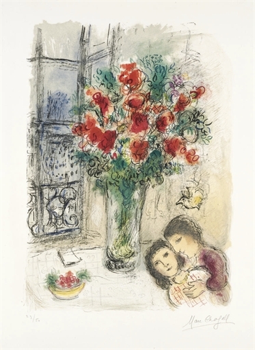 Les Fleurs rouges (M. 705) by Marc Chagall, 1973