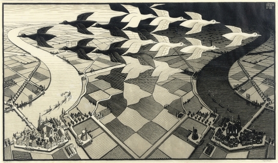 Day and Night (Dag en Nacht) (B. 303) by Maurits Cornelis Escher, 1938