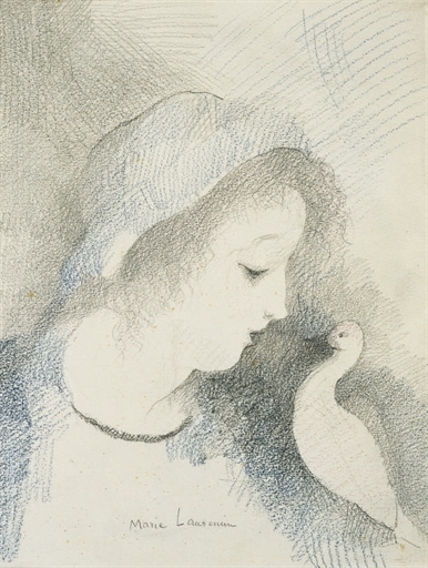 Marie Laurencin | Young girl with a dog | MutualArt