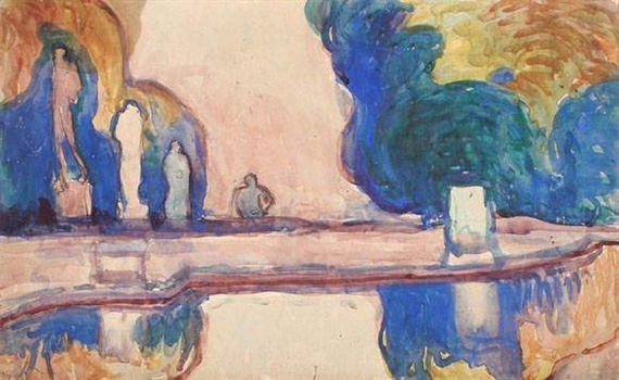 Albert Gleizes | Statues au bord d'un bassin (1908) | MutualArt