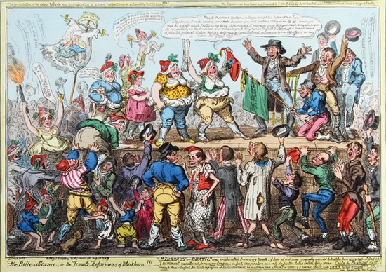 The Belle alliance, or the Female Reformers of Blackburn!!! by George Cruikshank, 1819