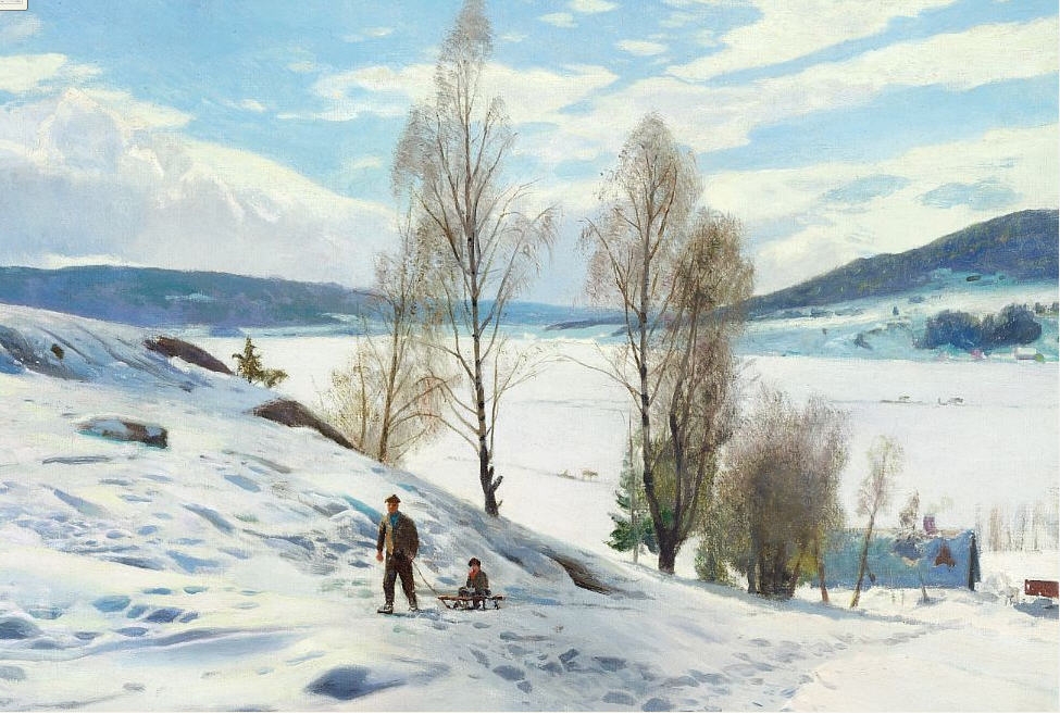 Winter's day near Odnes, Norway by Peder Mork Monsted, 1935