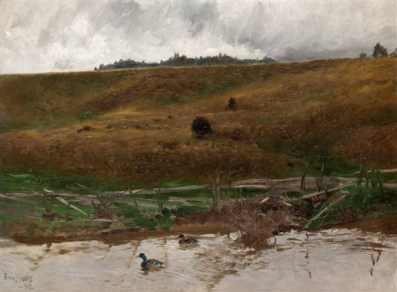 VÅRLANDSKAP MED ÄNDER by Bruno Liljefors, 1892