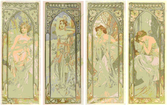 Miroir sérigraphié à décor Art Nouveau