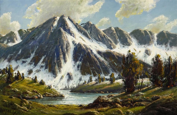 Mountain landscape with lake by Paul Grimm