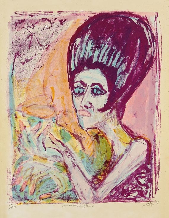 Artwork by Otto Dix, Mondäne Dame, Made of Lithograph in colors