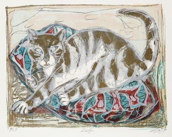 Artwork by Otto Dix, Katze, Made of Lithograph in colors