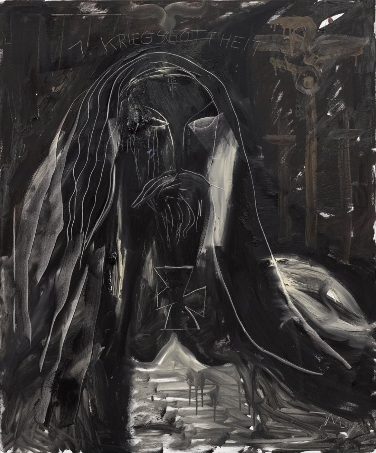 Artwork by Jonathan Meese, Sankt Beowulfin, mein wildes Heer, nahend der flammenden Paladine des Vorkampfes,..., Made of Oil on canvas