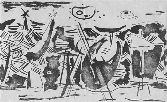 Ohne Titel (Metaphysische Landschaft) by Willi Baumeister, 1949