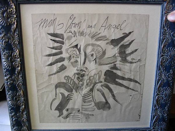 "Man's clown and angel" (half-length male nude) by Robert Colquhoun