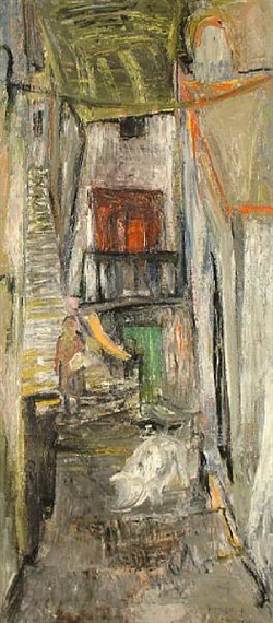 Henry Inlander | Street scene with pig | MutualArt