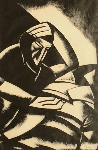 Artwork by Jacob Kramer, The Philosopher, Made of lithograph and woodcut