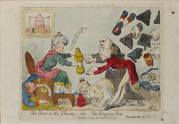 The Bow to the Throne by James Gillray