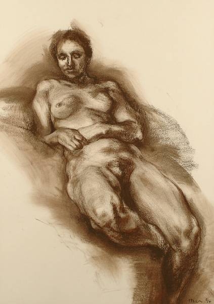 Artwork by Nicola Hicks, Life drawing 1993, Made of pastel