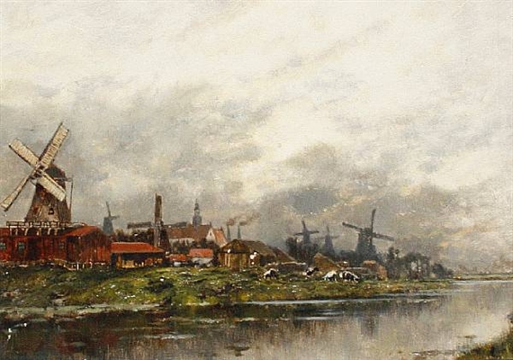 A view of Laandam near Amsterdam by Karl Heffner