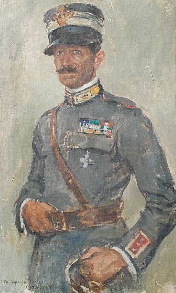 Portrait of a gentleman in Italian military uniform by Stanhope Alexander Forbes, 1923
