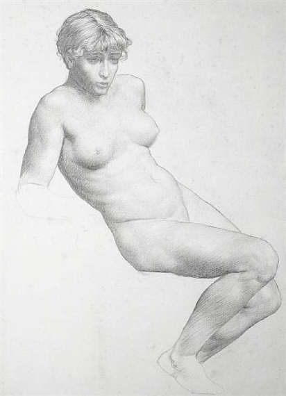 Seated female nude by William Strang