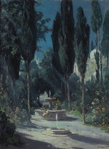 A Garden in Granada in the Moonlight by Colin Campbell Cooper