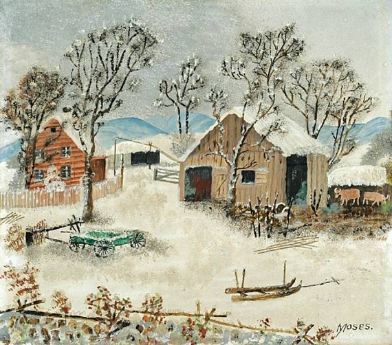 The Old Barn in Winter by Grandma Moses