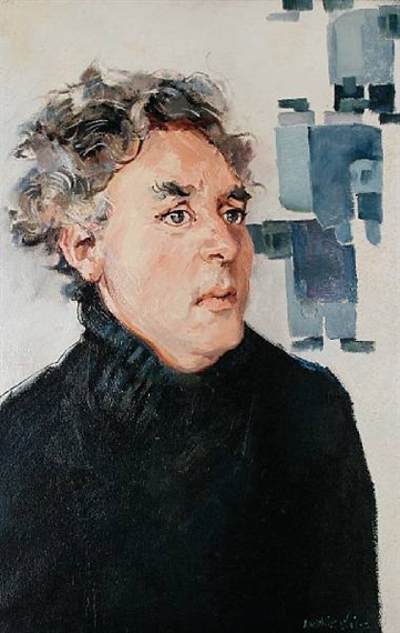 Portrait of a man with black jumper by Robert Lenkiewicz