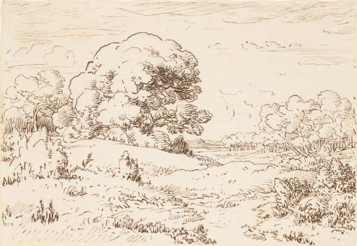 Théodore Rousseau | An extensive landscape with a large tree | MutualArt