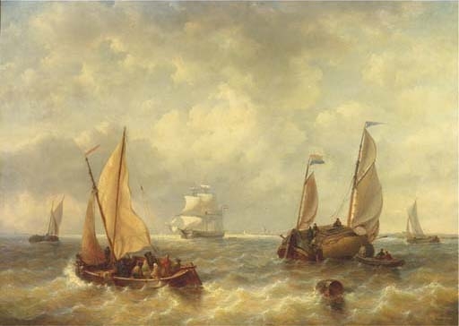 Shipping activity in a river estuary by Georg Willem Opdenhoff