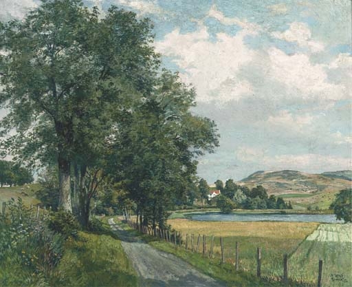 The road from Sunnyhall, Lundy, Angus by James McIntosh Patrick‏, 1950