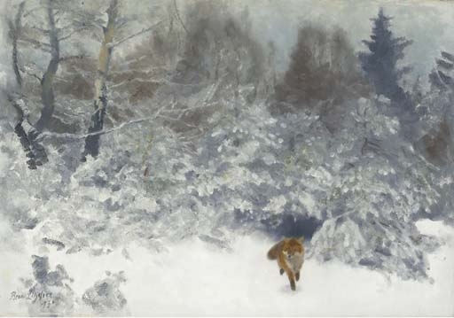 Fox in a Winter landscape (Räv i vinterlandskap) by Bruno Liljefors, 1930