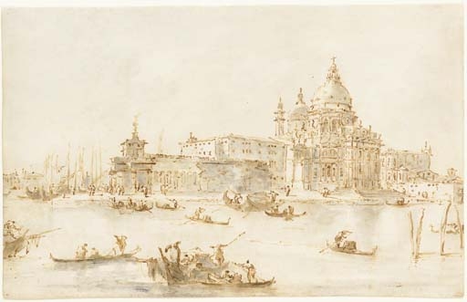 The Church of Santa Maria della Salute and the Dogana from the Grand Canal, Venice by Francesco Guardi